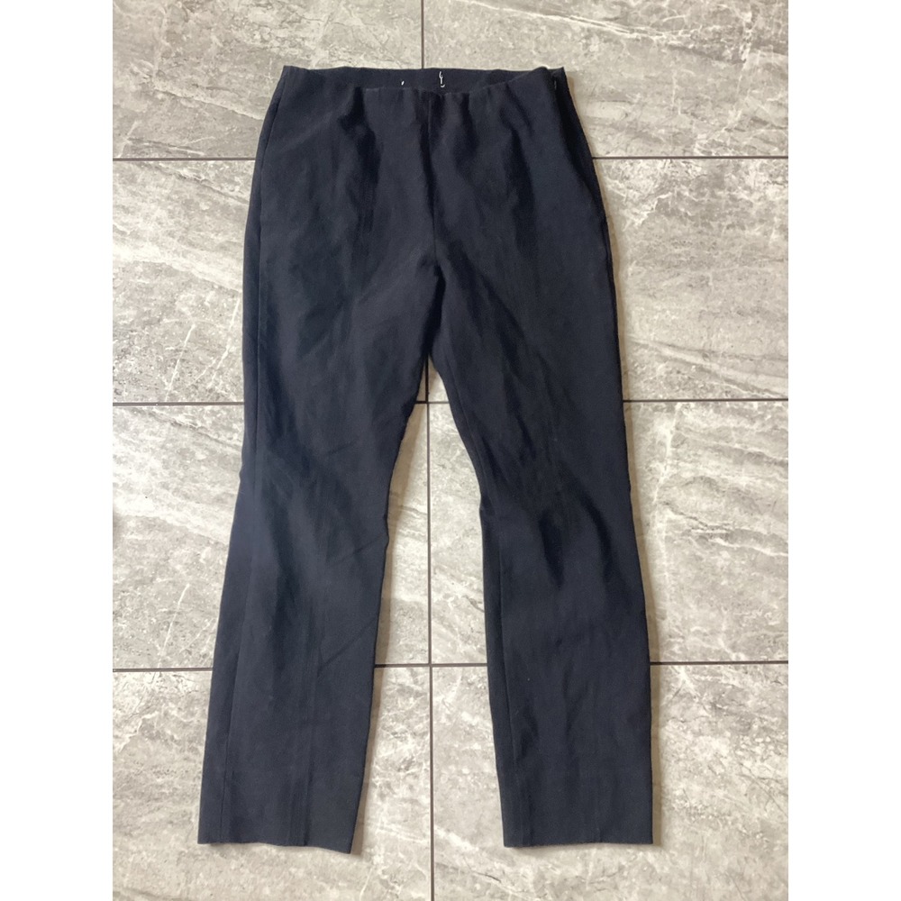 Vince Womens Black Side Zip Cropped Straight Leg Pants Size L Cotton Blend